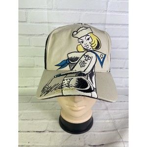Cliff Raven Vintage Sailor Girl Tattoo Embroidered Mesh Back Snapback Hat Cap